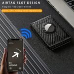 Men's Carbon Fiber RFID Blocking Bi-Fold Wallet With Pop-Up Aluminum Card Slot And AirTag Slot - Minimalist Black Credit Card Holder - Image 4