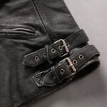 Men's Distressed Stand Collar Cropped Slim Leather Jacket - Image 7
