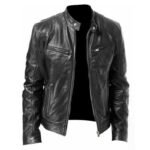 PU Faux Moto Leather Jacket Slim Leather Jacket