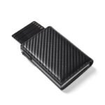 Carbon Fiber Large Capacity Automatic Aluminum Box Anti-theft Swiping Multiple Card Slots Tri Fold Card Holder Wallet - Image 7