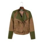 Spliced Faux Leather Suede Jacket Women Black Moto Coat Punk Camel Suede jaquetas couro Casaco chaquetas PU Slim Jacket - Image 5