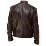 PU Faux Moto Leather Jacket Slim Leather Jacket - Image 3