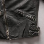 Men's Distressed Stand Collar Cropped Slim Leather Jacket - Image 5
