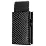 Carbon Fiber Large Capacity Automatic Aluminum Box Anti-theft Swiping Multiple Card Slots Tri Fold Card Holder Wallet - Image 9
