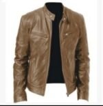 PU Faux Moto Leather Jacket Slim Leather Jacket - Image 6