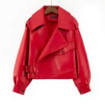 Loose cropped leather jacket motorcycle jacket - Image 3