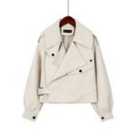 Loose cropped leather jacket motorcycle jacket - Image 2