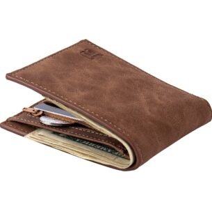 Men's Slim Wallet with Coin Zipper