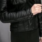 Slim Leather Jacket Motorcycle Leather Women Short - Image 3
