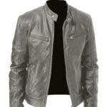 PU Faux Moto Leather Jacket Slim Leather Jacket - Image 5
