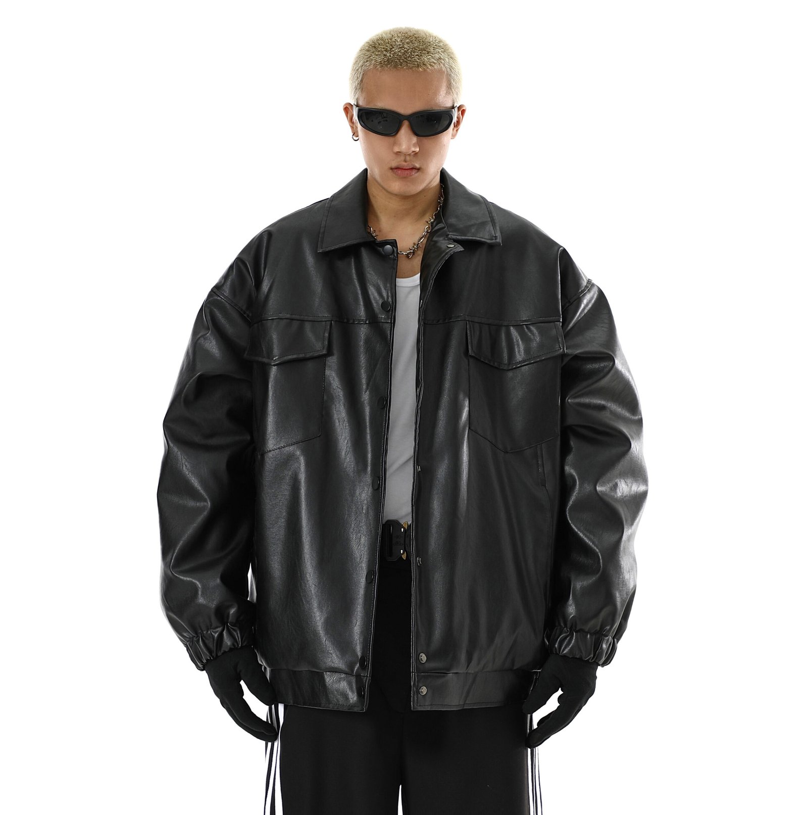 Mens Vintage PU Leather Coat Classic Stylish Outerwear-California