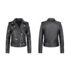 Women's Faux Leather Retro Biker's Leather Coat - Image 4
