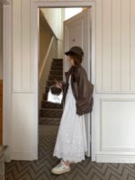 Vintage Coffee Color Leather Coat Women Loose - Image 4
