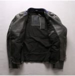 Men's Distressed Stand Collar Cropped Slim Leather Jacket - Image 4