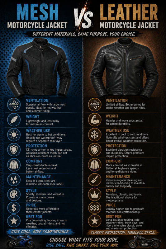 Mesh vs Leather Motorcycle Jacket