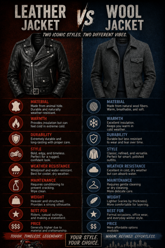 Leather vs Wool Jacket