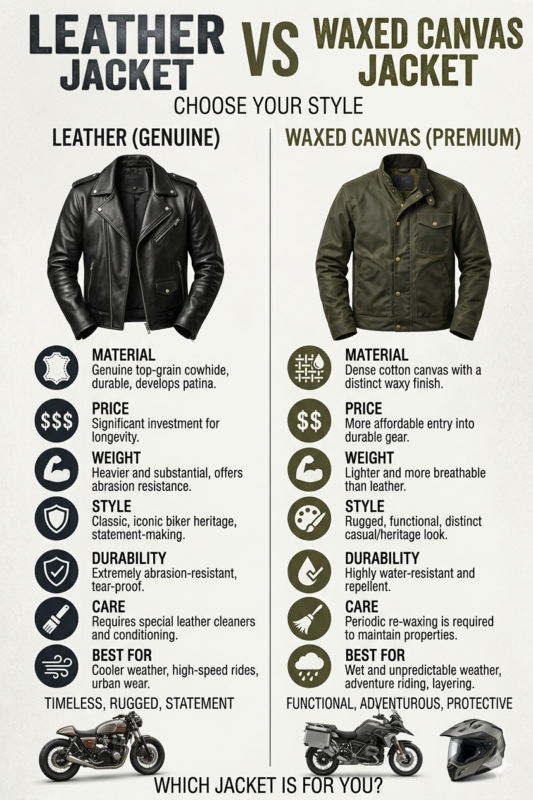 Leather vs Waxed Canvas Jacket