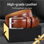 Woman Belt, 110cm,Leather Dress Belts With Single Prong Buckle For Suits, Jeans, Uniform, Light Brown - Image 5