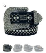 New Rhinestone Belt With Top-grain Leather Unisex - Image 2