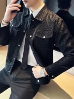 Men's Lapel Short Multi Pocket Jacket - Image 4