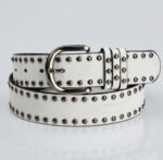 Womens Soft-leather Belt With Pin Buckle And Decorative Rivets - Image 6