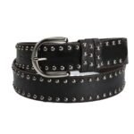 Womens Soft-leather Belt With Pin Buckle And Decorative Rivets - Image 3