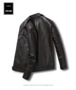 Men's Motorcycle Leather Jacket Slim Lapel Casual Leather Jacket - Image 2