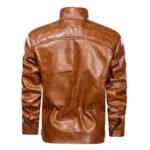 Men's Faux Leather Cafe Racer Jacket - Image 2