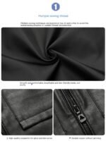 Men's Motorcycle Leather Jacket Slim Lapel Casual Leather Jacket - Image 3
