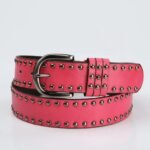 Womens Soft-leather Belt With Pin Buckle And Decorative Rivets - Image 2