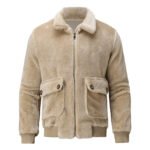 Jacket Lapel Zipper Padded Plush Coat - Image 4