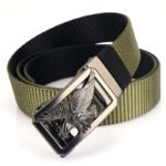 Two-tone Nylon Mens Trendy Belt With A Toothless Rotating Automatic Buckle