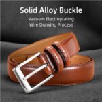 Woman Belt, 110cm,Leather Dress Belts With Single Prong Buckle For Suits, Jeans, Uniform, Light Brown - Image 3