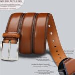 Woman Belt, 110cm,Leather Dress Belts With Single Prong Buckle For Suits, Jeans, Uniform, Light Brown - Image 2