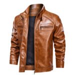 Men's Faux Leather Cafe Racer Jacket - Image 7