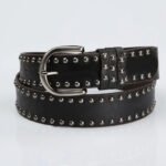 Womens Soft-leather Belt With Pin Buckle And Decorative Rivets - Image 8