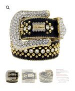 New Rhinestone Belt With Top-grain Leather Unisex - Image 8