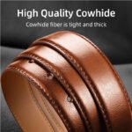 Woman Belt, 110cm,Leather Dress Belts With Single Prong Buckle For Suits, Jeans, Uniform, Light Brown - Image 4