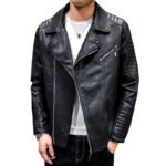 Men's Motorcycle Lapel Pu Leather Jacket - Image 3