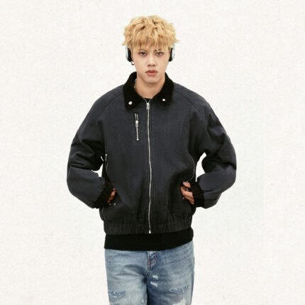 Denim Lapel Thickening Jacket Men