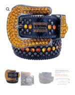 New Rhinestone Belt With Top-grain Leather Unisex - Image 5