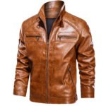 Men's Faux Leather Cafe Racer Jacket - Image 4
