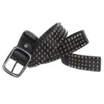 Unisex Day-Clasp Pointed Rivet Belt Made From Full-Grain Cowhide Leather - Image 5