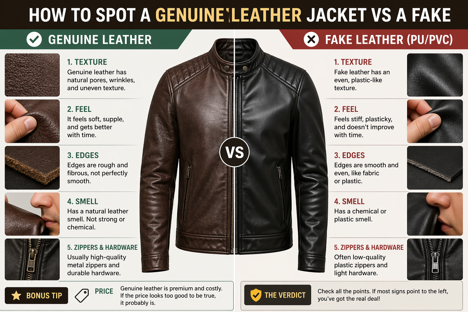 How to Spot a Genuine Leather Jacket vs a Fake