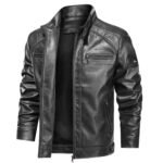 Men's Faux Leather Cafe Racer Jacket - Image 8
