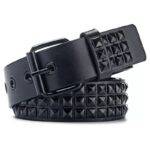 Square Bead Rivet Metal Pyramid Belt - Image 5