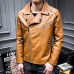 Men's Motorcycle Lapel Pu Leather Jacket - Image 4