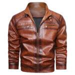 Men's Retro Faux Leather Cafe Racer Jacket - Stylish & Trendy - Image 2