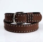 Womens Soft-leather Belt With Pin Buckle And Decorative Rivets - Image 5