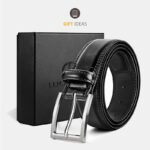Black 100cm Womens Genuine Leather Dress Belt Classic Casual Belt With Single Prong Buckle For Jeans Pants Work And Business - Image 2